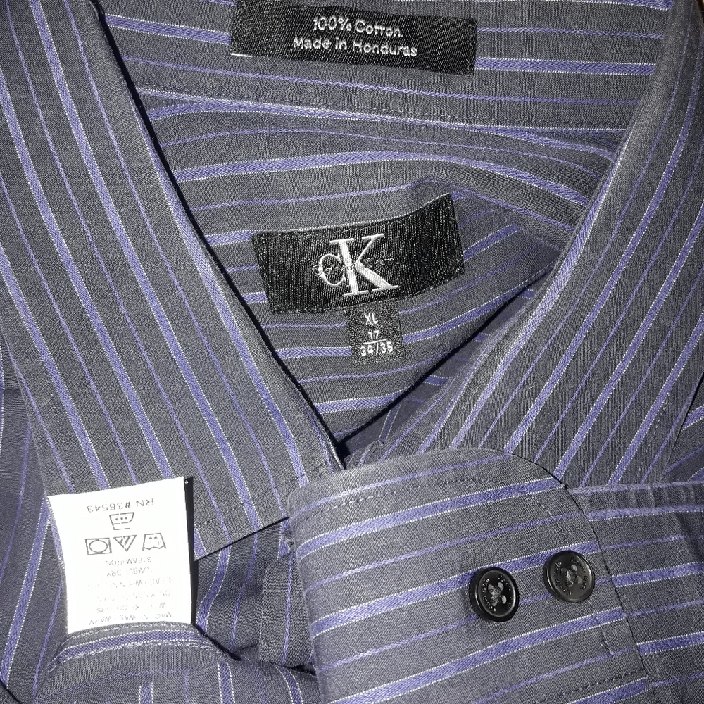 Striped Shirt Mens Button Down All Cotton Long Sleeve Vertical Stripes XL